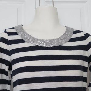 BANANA REPUBLIC - Sequin neck stripe top